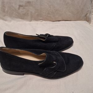 Lukure Black Suede Women's Loafers, Size 37.5, Made In Italy, $790